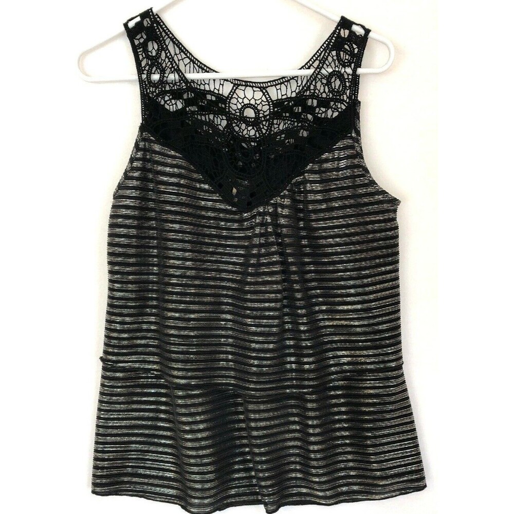 Contemporary Style Signature Studio Womens M Black/Silver Sleeveless Tank Layers
